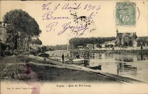 Ak Lagny Seine et Marne, Quai du Pré Long