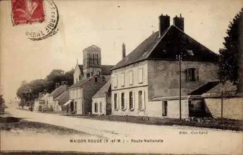 Ak Maison Rouge Seine et Marne, Nationale Route