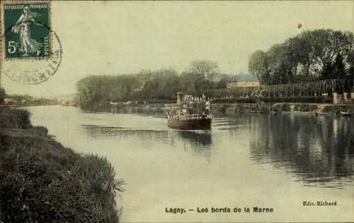 Ak Lagny Seine et Marne, Die Ufer der Marne