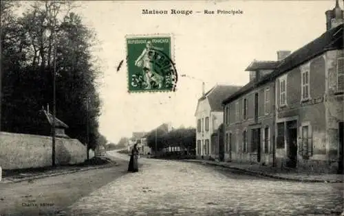 Ak Maison Rouge Seine et Marne, Rue Principale