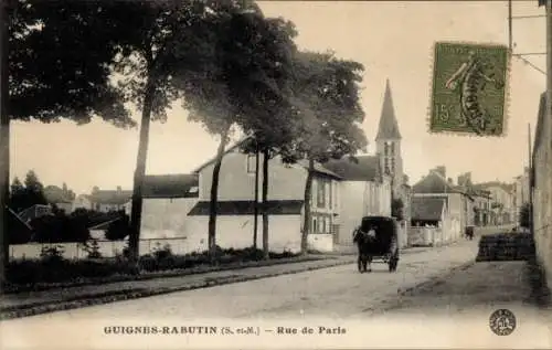 Ak Guignes Rabutin Seine et Marne, Rue de Paris