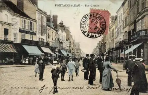 Ak Fontainebleau Seine et Marne, Rue Grande