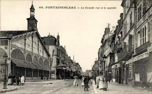 Ak Fontainebleau Seine et Marne, Hauptstraße, Markt