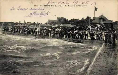 Ak La Bernerie en Retz Loire Atlantique, La Plage a Maree Haute