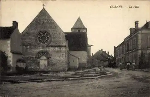 Ak Quenne Yonne, Platz, Kirche