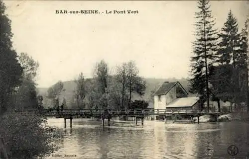 Ak Bar sur Seine Aube, Le Pont Vert