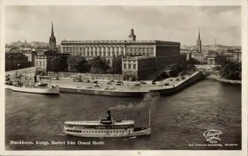 Ak Stockholm Schweden, Slottet fran Grand Hotel