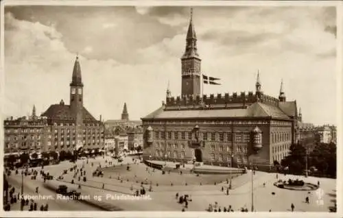 Ak København Kopenhagen Dänemark, Raadhuset og Paladshotellet