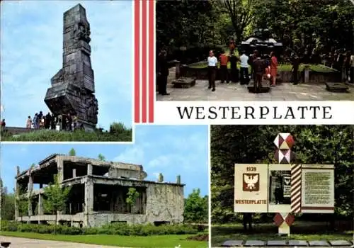 Ak Westerplatte Gdańsk Danzig, Kriegerdenkmal, Ruine