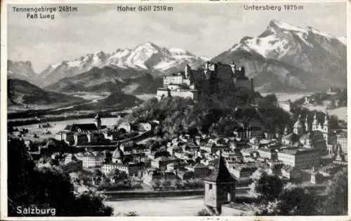 Ak Salzburg in Österreich, Totale, Untersberg, Paß Lueg, Hoher Göll