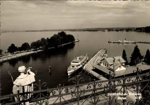 Ak Bregenz am Bodensee Vorarlberg, Hafenbild, Dampfer