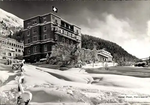 Ak Pontresina Kanton Graubünden Schweiz, Hotel Post