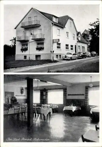 Ak Holzmaden in Baden Württemberg, Bahnhofhotel, Innenansicht, Autos