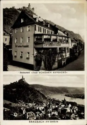 Ak Braubach am Rhein, Marksburg, Gasthof Zur schönen Aussicht