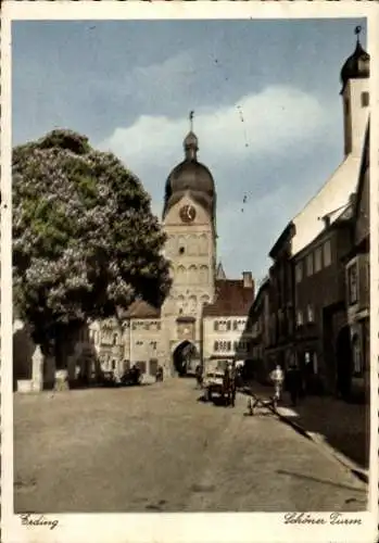 Ak Erding in Oberbayern, Blick zum Turm