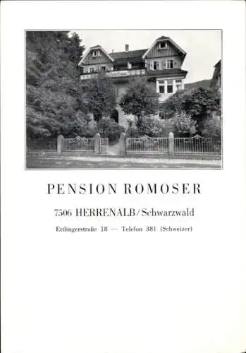 Ak Bad Herrenalb im Schwarzwald, Pension Romoser