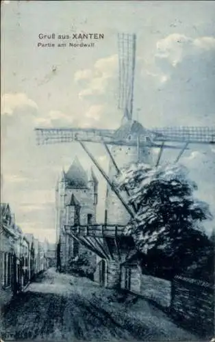 Ak Xanten am Niederrhein, Nordwall, Windmühle