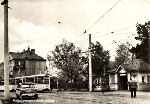 Ak Berlin Köpenick Schmöckwitz, Straßenbahn, Auto