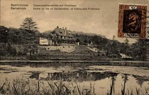 Ak Saarbrücken im Saarland, Deutschmühlenweiher, Forsthaus