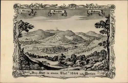 Passepartout Künstler Ak Merian, Kaysersberg Elsass Haut Rhin, Kiensheim, Amersweyer