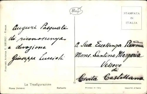 Passepartout Künstler Ak Raffaello, La Transfigurazione