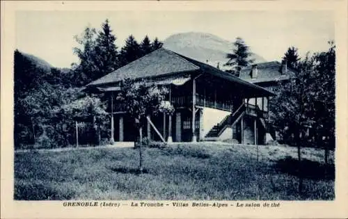 Ak Grenoble Isère, La Tronche, Villas Belles-Alpes, Le salon de the