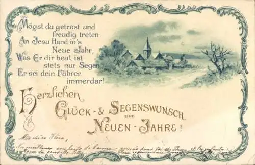 Litho Glückwunsch Neujahr, Mögst du getrost und freudig treten