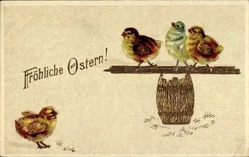 Präge Litho Glückwunsch Ostern, Küken