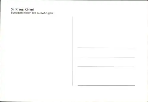 Ak Politiker Klaus Kinkel, Porträt, Autogramm