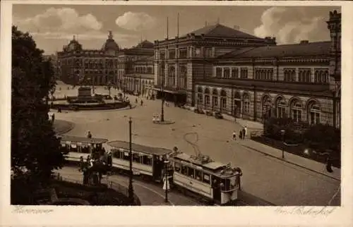 Ak Hannover, Ernst August Platz, Post und Bahnhof