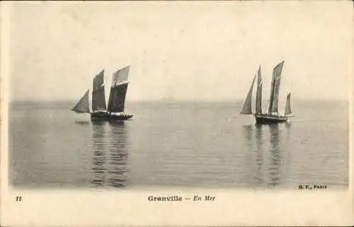 Ak Granville Manche, Segelboote, Wasserpartie