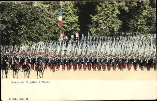 Ak Nancy Meurthe et Moselle, Revue du 14 juillet, Militärparade