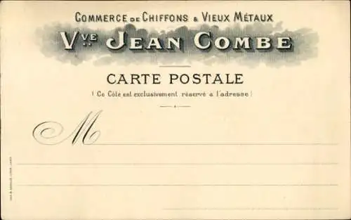 Ak Jussey Haute Saône, Commerce de Chiffons & Vieux Metaux, Jean Combe