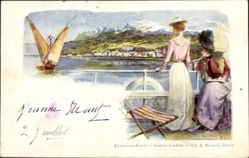 Künstler Ak Évian les Bains Haute Savoie, Source Cachat, Ch. A. Besson