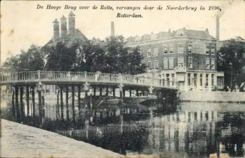 Ak Rotterdam Südholland Niederlande, Die Hooge-Brücke über die Rotte