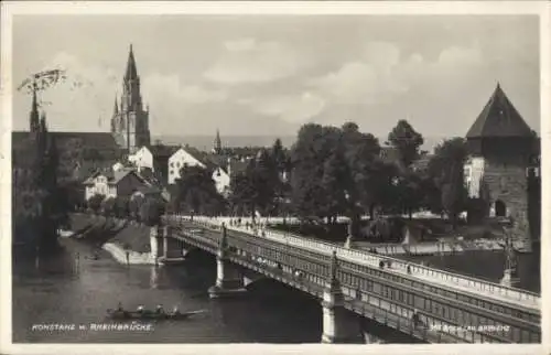 Ak Konstanz am Bodensee, Rheinbrücke, Kirche