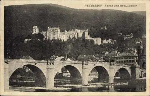 Ak Heidelberg am Neckar, Schloss, Neckarbrücke