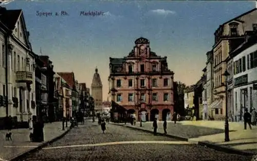 Ak Speyer am Rhein, Marktplatz