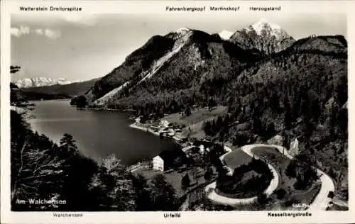 Ak Urfeld Kochel am See in Oberbayern, Am Walchensee, Kesselbergstraße