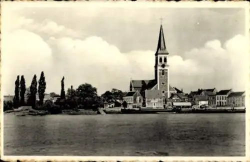 Ak Sint Amands Flandern Antwerpen, Zicht van op de stroom, Kirche