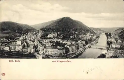 Ak Bad Ems an der Lahn, Blick vom Kriegerdenkmal