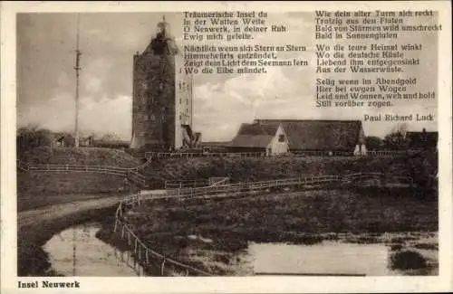 Ak Insel Neuwerk, Leuchtturm, Gedicht Paul Richard Luck