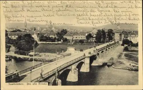 Ak Saarbrücken im Saarland, die alte Brücke