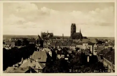 Ak Hansestadt Wismar, Teilansicht, Kirchen