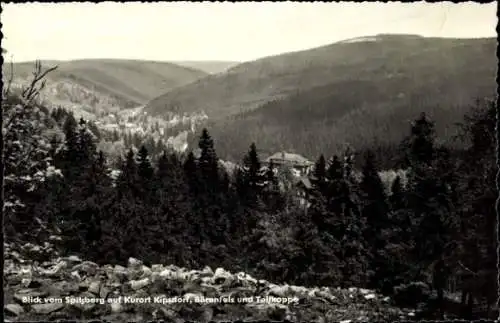 Ak Kipsdorf Altenberg im Erzgebirge, Blick vom Spitzberg, Bärenfels, Tellkopppe