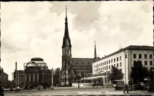 Ak Karl Marx Stadt Chemnitz in Sachsen, Theaterplatz