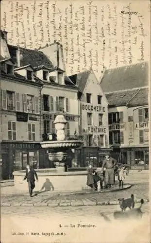 Ak Lagny Seine et Marne, La Fontaine