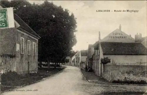 Ak Lesches Seine et Marne, Route de Montigny