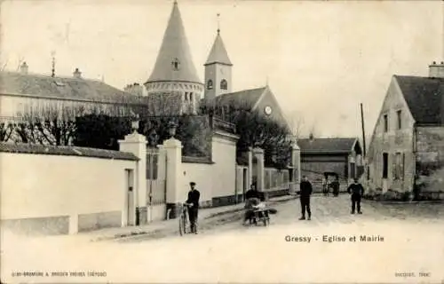 Ak Gressy Seine-et-Marne, Kirche, Rathaus