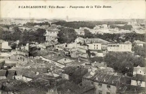 Ak Carcassonne Aude, Panorama, Ville Basse